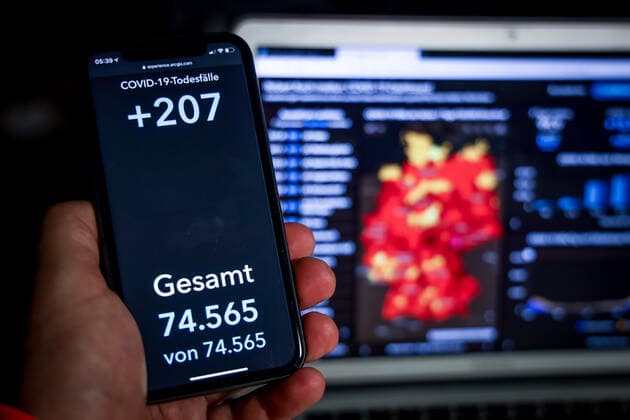 Coronavirus in Germany Covid 19 Robert Koch Institute dashboard 20 03 2021 Robert Koch Institute COVID 19 deaths 74 565 increase of 207 from previous day