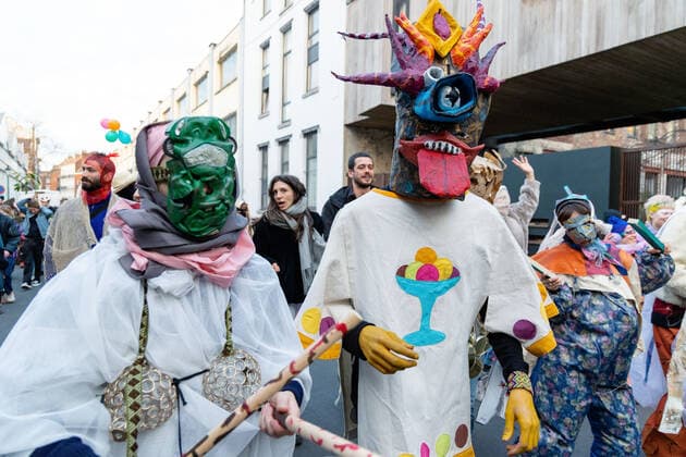 March 20, 2021, Brussels, Belgium: wild carnival and dance without masks in brussels for culture Brussels Belgium - ZUMAb331 20210320_zaf_b331_100 Copyright: xArnaudxBrianx