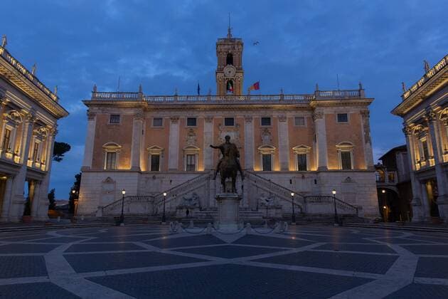 Coronavirus in Italien, Lockdown in Rom March 21, 2021, Rome, Italy, Colombia: The Campidoglio as seen at sunset.Rome is living the end of the first week of another lockdown related to Covid19. Tight measures should stay in place at least till Easter. Rome Colombia - ZUMAm174 20210321_zip_m174_003 Copyright: xFrancescoxMoltenix