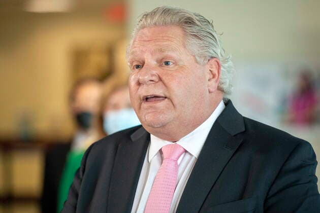 March 22, 2021, Toronto, on, Canada: Ontario Premier Doug Ford holds his daily briefing at Rouge Valley Hospital in Toronto on Monday, March 22, 2021. Toronto Canada  - ZUMAc35_ 20210322_zaf_c35_038 Copyright: xFrankxGunnx