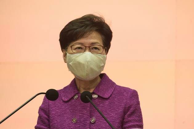 HONG KONG, CHINA - MARCH 23: Hong Kong Chief Executive Carrie Lam Cheng Yuet-ngor wearing a face mask speaks during a news conference on March 23, 2021 in Hong Kong, China.  Copyright: xVCGx CFP111322530159