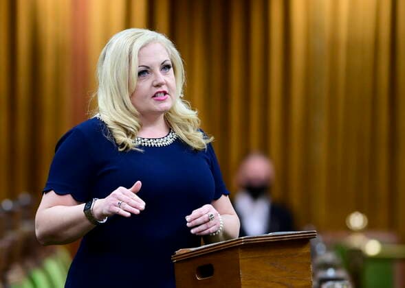 March 23, 2021, Ottawa, on, Canada: Conservative member of Parliament Lianne Rood rises during question period in the House of Commons on Parliament Hill in Ottawa on Tuesday, March 23, 2021. Ottawa Canada  - ZUMAc35_ 20210323_zaf_c35_046 Copyright: xSeanxKilpatrickx