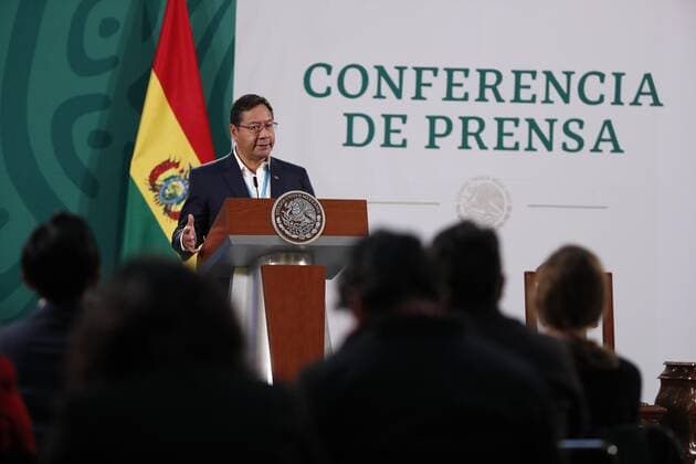 MEXICO CITY (MEXICO), 03 24 2021.- Bolivian President Luis Arce speaks during a press conference at the National Palace in Mexico City, Mexico, 24 March 2021. The president of Bolivia, Luis Arce, expressed this Wednesday his happiness to return to Mexico but this time no longer as a refugee , referring to his exile with Evo Morales during the Bolivian crisis of 2019. EFE Jose Mendez Luis Arce: It is a happiness to return to Mexico no longer as a refugee !ACHTUNG: NUR REDAKTIONELLE NUTZUNG!  Copyright: xJosexMendezx MEX8089 20210324-637522020193314939