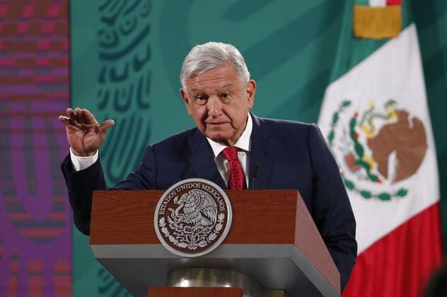 MEXICO CITY (MEXICO), 03 24 2021.- The president of Mexico, Andrés Manuel López Obrador, speaks during a press conference at the National Palace in Mexico City, Mexico, 24 March 2021. The president of Bolivia, Luis Arce, expressed this Wednesday his happiness to return to Mexico but this time no longer as a refugee , referring to his exile with Evo Morales during the Bolivian crisis of 2019. EFE Jose Mendez Luis Arce: It is a happiness to return to Mexico no longer as a refugee !ACHTUNG: NUR REDAKTIONELLE NUTZUNG!  Copyright: xJosexMendezx MEX8065 20210324-637522021495608570