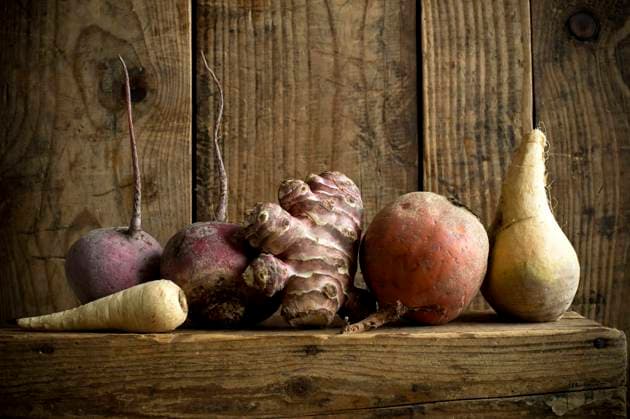 Winter vegetables on rustic wooden background ASF06732