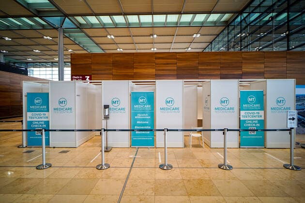 23 03 2021,Schoenefeld,Brandenburg,Germany,GER,Berlin Brandenburg Airport BER Willy Brandt MT Medicare Test Center