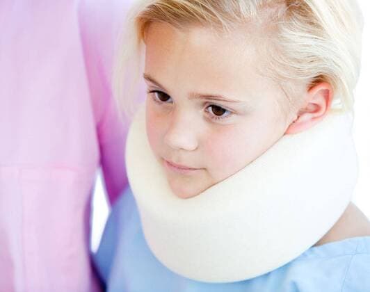 Close up of a little girl with a neck brace Close up of a little girl with a neck brace in a hospital, model released, Cape Town, South Africa, 2009-09-30T23:00:00.000Z, 25872.jpg, bed, physical injury, neck brace, brace, pain, human neck, neck, neckache, children, childhood, little, cute, adorable, patient, examination, medical, checkup, exam, observation, physical, probe, test, health, practitioner, physician, examining, healthcare, doctor, equipment, health care, maintenance, diagnosis, consulting, ill, unhealthy, unwell, illness, sick, sickness, sit, sitting, hospital, clinic, nurse, professional, medicine, uniform, worker, scrubs Child, Girl, Female, Caucasian, 20s, Young Adult, Woman, Caucasian Appearance, 8-9 Years, Girls, 20-24 Ye
