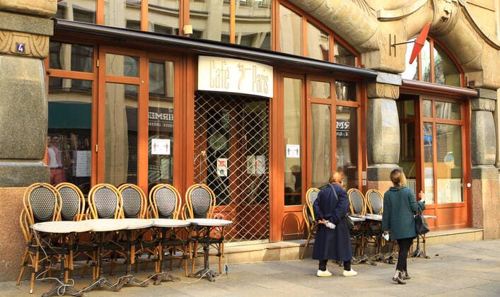A cafe closed due to the lockdown in downtown Hamburg downtown Hamburg