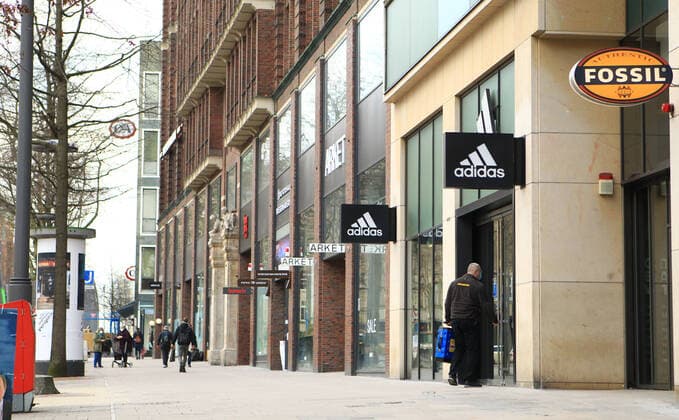The almost deserted shopping street Mönckebergstraße during the lockdown downtown Hamburg