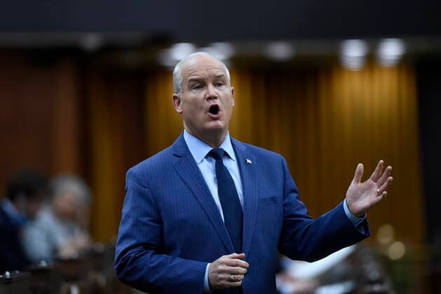 March 25, 2021, Ottawa, on, Canada: Conservative Leader Erin O Toole rises during Question Period in the House of Commons on Parliament Hill in Ottawa on Thursday, March 25, 2021. Ottawa Canada  - ZUMAc35_ 20210325_zaf_c35_048 Copyright: xJustinxTangx