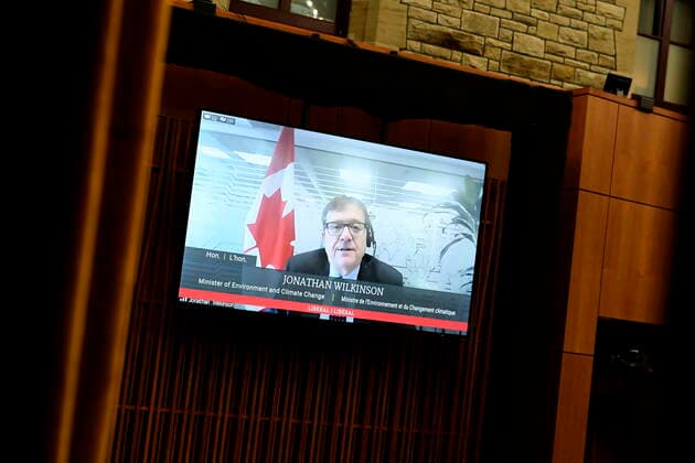 March 25, 2021, Ottawa, on, Canada: Minister of Environment and Climate Change Jonathan Wilkinson rises during Question Period in the House of Commons on Parliament Hill in Ottawa on Thursday, March 25, 2021. Ottawa Canada  - ZUMAc35_ 20210325_zaf_c35_051 Copyright: xJustinxTangx