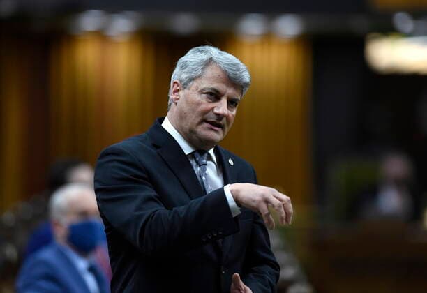 March 25, 2021, Ottawa, on, Canada: Conservative MP Gerard Deltell rises during Question Period in the House of Commons on Parliament Hill in Ottawa on Thursday, March 25, 2021. Ottawa Canada  - ZUMAc35_ 20210325_zaf_c35_052 Copyright: xJustinxTangx