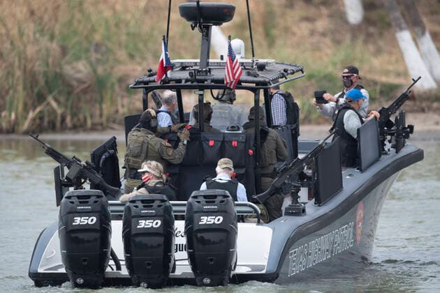 March 26, 2021, Granejo, Texas, USA: A delegation of eighteen U.S. Senators tour the Rio Grande River south of Mission in four Texas Dept. of Public Safety gunboats at the end of a whirlwind tour of south Texas. The senators saw an overcrowded migrant processing center in Donna and a corpse floating in the river north of Anzalduas Park. Granejo USA - ZUMAd150 20210326_znp_d150_017 Copyright: xBobxDaemmrichx