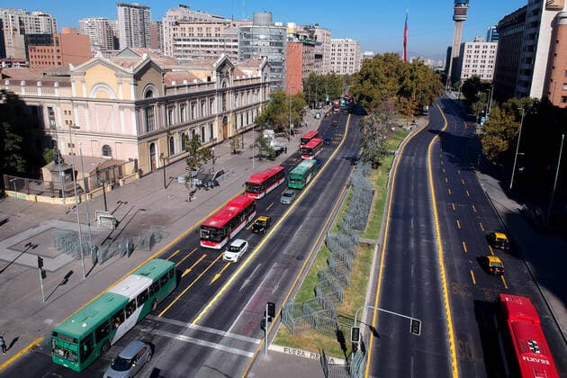 Santiago, March 27, 2021 General view of Alameda avenia during the total quarantine in the metropolitan region by covid 19 Dragomir Yankovic Aton Chile, Santiago Chile Aton 497572  Copyright: DRAGOMIRxYANKOVIC ATONxCHILE