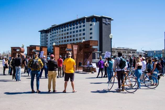March 27, 2021, Reno, Nevada, United States: Protesters gathering during a demonstration against Anti-Asian Violence in downtown as part of the national day of protests. Reno United States - ZUMAs197 20210327_zaa_s197_214 Copyright: xTyxO Neilx
