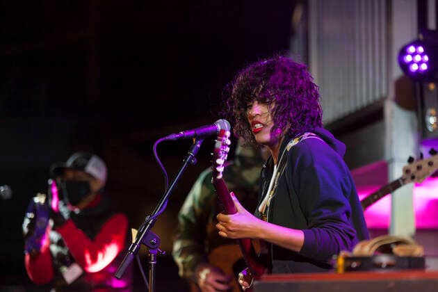 March 28, 2021, Tukwila, Washington, USA: The Black TonesÃ¢â‚¬â ¢ EVA WALKER performs at the Museum of FlightÃ¢â‚¬â ¢s Aviation Pavilion in Seattle on Sunday, March 28, 2021. The cityÃ¢â‚¬â ¢s first socially distanced concert event was held with elevated hygiene protocols including mandatory masking, strict social distancing between pods of up to four people and a maximum attendance of 150 people. Tukwila USA - ZUMAg235 20210328_zap_g235_010 Copyright: xPaulxChristianxGordonx
