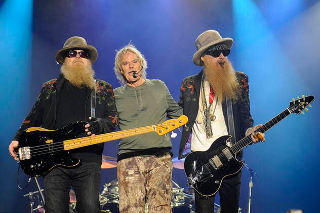 KENT, ENGLAND - JULY 30: Dusty Hill, Frank Beard and Billy Gibbons of ZZ Top performing at Ramblin Man Fair, Mote Park on July 30, 2017 in Maidstone, Kent, England. EVENTPRESS MAR *** KENT, ENGLAND JULY 30 Dusty Hill, Frank Beard and Billy Gibbons of ZZ Top performing at Ramblin Man Fair, Mote Park on July 30, 2017 in Maidstone, Kent, England EVENTPRESS MAR Copyright: xEventpressxMARx