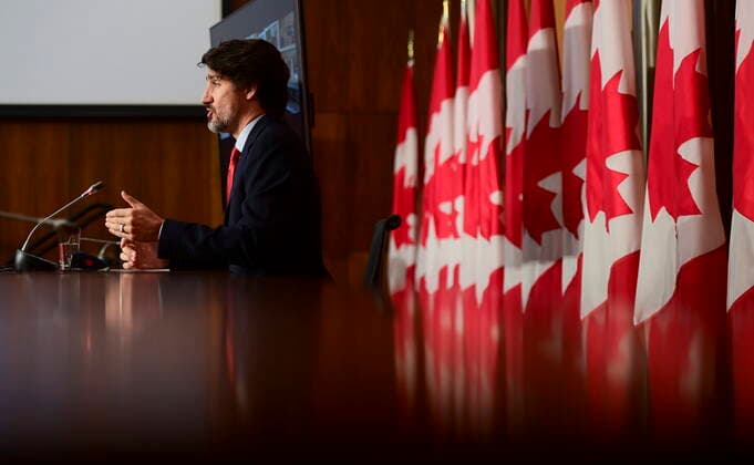 March 30, 2021, Ottawa, on, Canada: Prime Minister Justin Trudeau holds a press conference during the COVID-19 pandemic in Ottawa on Tuesday, March 30, 2021. Ottawa Canada  - ZUMAc35_ 20210330_zaf_c35_040 Copyright: xSeanxKilpatrickx