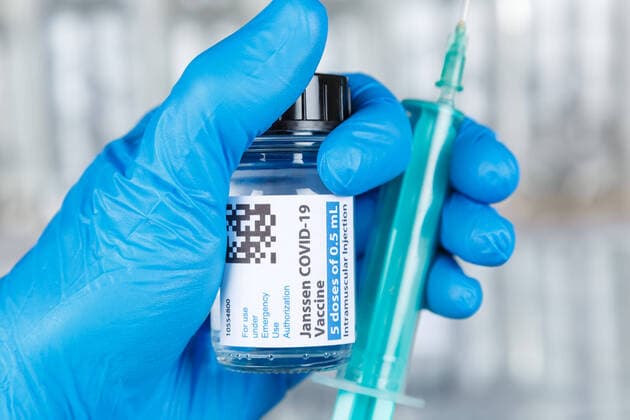 Johnson Johnson Corona Virus Vaccine Coronavirus COVID 19 Covid Vaccination Syringe Vaccine Stuttgart, Germany 19 March 2021 Johnson Johnson Corona Virus Vaccine Coronavirus COVID 19 Covid Vaccination Syringe Vaccine in Germany
