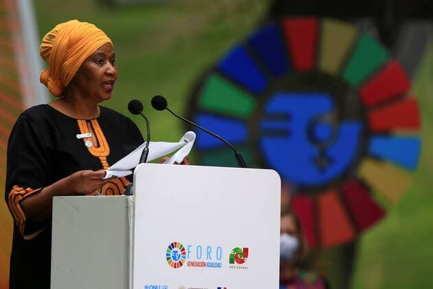 UN Women Executive Director Phumzile Mlambo Ngcuka participates in the closing of the Generacion Igualdad (Generation Equality) Mexico 2021 forum, at the Los Pinos cultural complex, in Mexico City, Mexico, 31 March 2021. The celebration of this international event coincided with a moment of great upheaval in the Latin American country, where more than ten women are murdered every day and 970 femicides (gender-based murders) were registered in 2020. Closing of the Forum Generation Equality Mexico 2021 !ACHTUNG: NUR REDAKTIONELLE NUTZUNG!  Copyright: xCarlosxRamirezx MEX8645 20210331-637528304987645902