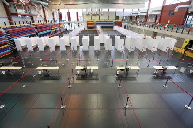 31.03.2021, Tartu Preparations for the covid-19 vaccination center to be built in the Tartu A Le Coq sports building have been completed. Photo Sille Annuk, Tartu PM Tartu Tartumaa Estonia 1SA31MAR21A22  Copyright: xSILLExANNUKx