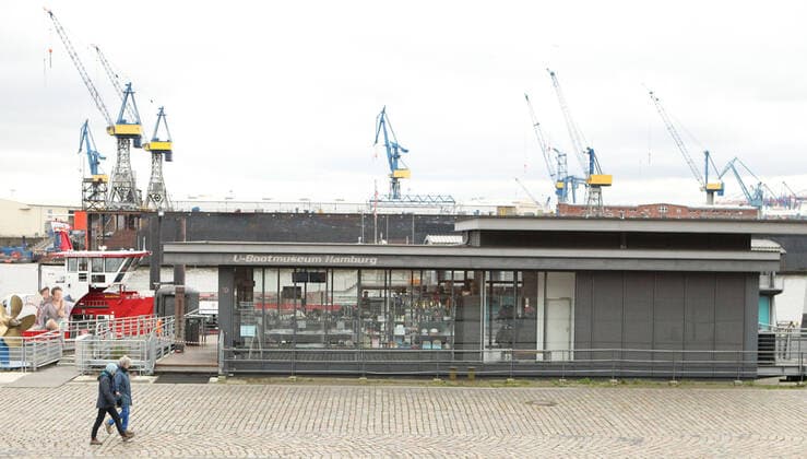 The U boat museum on the almost deserted fish market on St Pauli during the lockdown in April Altona Hamburg