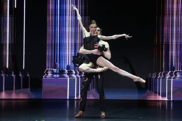 MOSCOW, RUSSIA â€“ APRIL 2, 2021: Bolshoi principal dancer Svetlana Zakharova (front) performs during the 2021 BraVo music awards ceremony at the Bolshoi Theatre. BraVo is an international professional music award presented to artists for their contribution to classical art and popular music. This year, the award is presented for achievement in classical art in the past two years. Vyacheslav Prokofyev TASS  TS0FB5C9