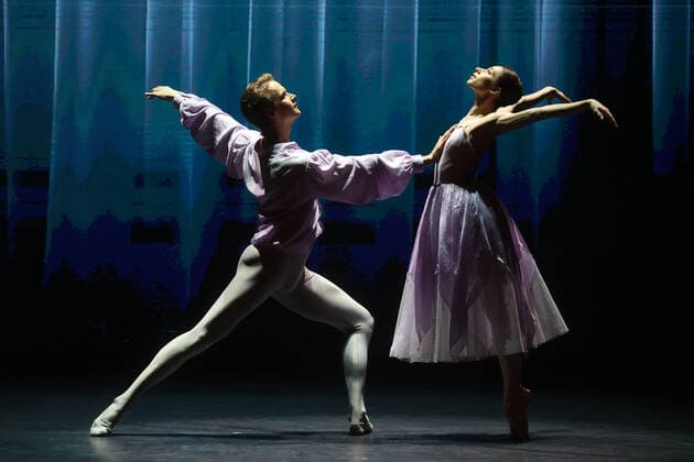 MOSCOW, RUSSIA â€“ APRIL 2, 2021: Stanislavski and Nemirovich-Danchenko Theatre dancers Denis Dmitriyev (L) and Ksenia Shevtsova perform at the 2021 BraVo music awards ceremony at the Bolshoi Theatre. BraVo is an international professional music award presented to artists for their contribution to classical art and popular music. This year, the award is presented for achievement in classical art in the past two years. Vyacheslav Prokofyev TASS  TS0FB613