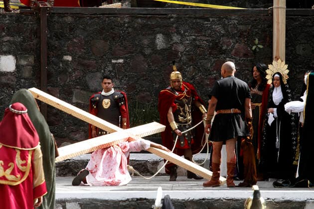 178th Representation Of Passion of Christ As Part Of Holy Week Celebrations MEXICO CITY, MEXICO - APRIL 2: Brando Neri Luna, plays the the role of Jesus Christ in the Passion of Christ, during Good Friday as part of Holy Week, during the 178th representation of the Passion of Christ in the Iztapalapa municipality. Latin America s most famous re-enactment of the crucifixion of Christ was closed to the public and transmitted live so people could watch at home, for a second consecutive year to prevent more infections by the new Covid-19. On April 2, 2021 in Mexico City, Mexico. Copyright: xLuisxBarronx EYEPIXGROUP_LB_02042021_5744