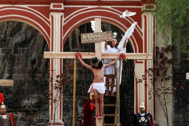 178th Representation Of Passion of Christ As Part Of Holy Week Celebrations MEXICO CITY, MEXICO - APRIL 2: Brando Neri Luna, plays the the role of Jesus Christ in the Passion of Christ, during Good Friday as part of Holy Week, during the 178th representation of the Passion of Christ in the Iztapalapa municipality. Latin America s most famous re-enactment of the crucifixion of Christ was closed to the public and transmitted live so people could watch at home, for a second consecutive year to prevent more infections by the new Covid-19. On April 2, 2021 in Mexico City, Mexico. Copyright: xLuisxBarronx EYEPIXGROUP_LB_02042021_5748