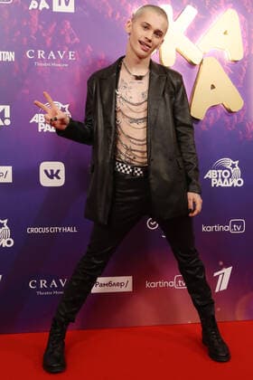 MOSCOW REGION, RUSSIA - APRIL 4, 2021: Blogger, rapper Danya Milokhin poses for a photo before the 2021 Zhara Music Awards ceremony at the Crocus City Hall. Vyacheslav Prokofyev TASS  TS0FB875