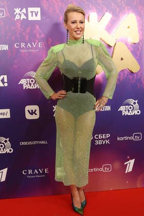 MOSCOW REGION, RUSSIA - APRIL 4, 2021: TV host Ksenia Sobshak poses for a photo before the 2021 Zhara Music Awards ceremony at the Crocus City Hall. Vyacheslav Prokofyev TASS  TS0FB890