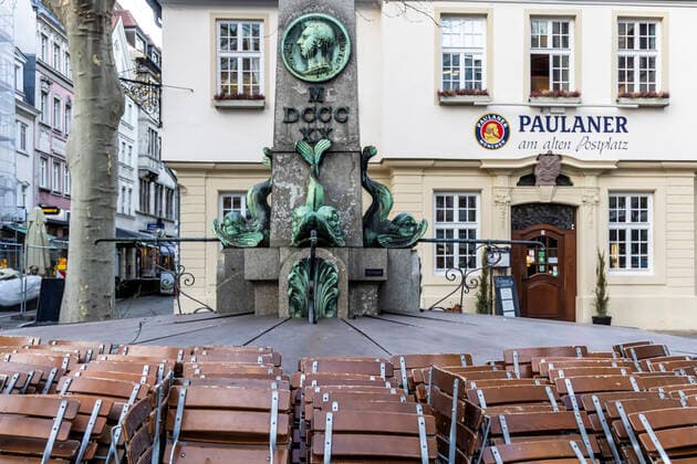 Beer Garden in Stuttgart Closed due to Corona Pandemic Europe, DEU, Germany, Baden Württemberg, Stuttgart