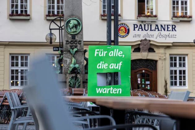Beer Garden in Stuttgart Closed due to Corona Pandemic Europe, DEU, Germany, Baden Württemberg, Stuttgart