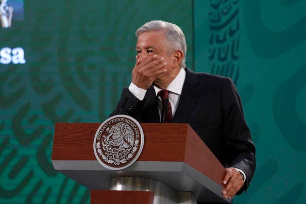 President of Mexico Press Conference Ahead Of Gubernatorial Campaigns MEXICO CITY, MEXICO - APRIL 5: The President of Mexico, Andres Manuel Lopez Obrador, speaks during briefing press conference and he spoke about the begin political campaign to governors Elections at National Palace on April 5, 2021 in Mexico City, Mexico. Copyright: xLuisxBarronx EYEPIXGROUP_LB_05042021_5759