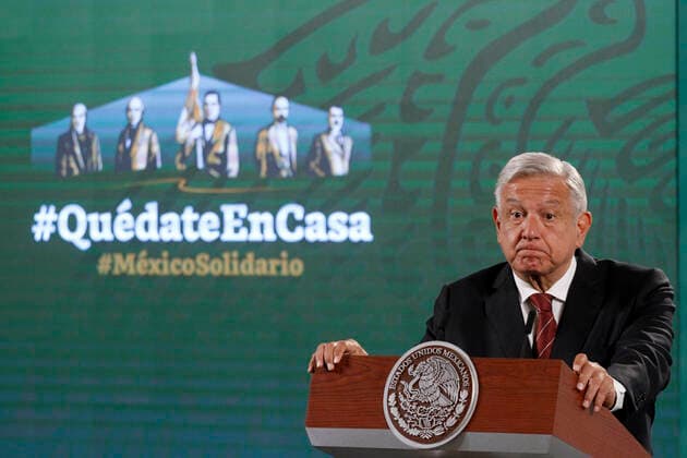 President of Mexico Press Conference Ahead Of Gubernatorial Campaigns MEXICO CITY, MEXICO - APRIL 5: The President of Mexico, Andres Manuel Lopez Obrador, speaks during briefing press conference and he spoke about the begin political campaign to governors Elections at National Palace on April 5, 2021 in Mexico City, Mexico. Copyright: xLuisxBarronx EYEPIXGROUP_LB_05042021_5749