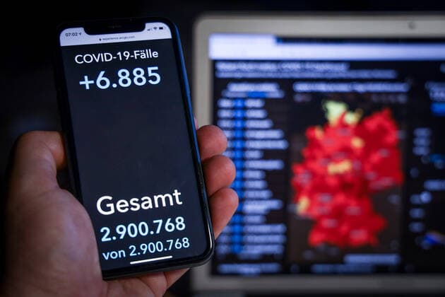 Coronavirus in Germany Covid 19 Dashboard of the Robert Koch Institute 06 04 2021 Robert Koch Institute 7 days Incidence 123.0 7 days Number of cases 102 283 COVID 19 cases 2 900 768 Addition of 6 885 compared