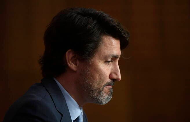 April 6, 2021, Ottawa, on, Canada: Prime Minister Justin Trudeau pauses as he recognizes the third anniversary of the Humboldt Broncos bus crash during a news conference in the Parliamentary precinct on the COVID-19 pandemic, Tuesday April 6, 2021 in Ottawa. Ottawa Canada  - ZUMAc35_ 20210406_zaf_c35_010 Copyright: xAdrianxWyldx
