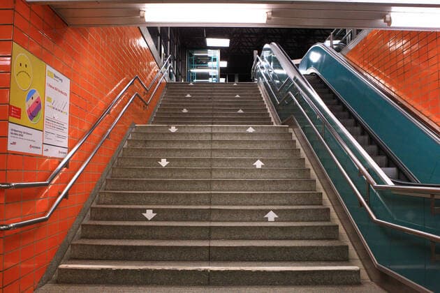 The Schlump underground station in Eimsbüttel Eimsbüttel Hamburg deserted during the curfew in Hamburg