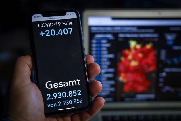 Coronavirus in Germany Covid 19 Dashboard of the Robert Koch Institute 08 04 2021 Robert Koch Institute 7 days Incidence 105.7 7 days Number of cases 87 928 COVID 19 cases 2 930 852 Addition by 20 407 compared