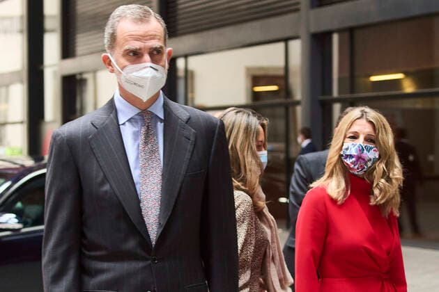 08-04-2021 King Felipe during the 7th edition of the Spanish confederation of small and medium enterprises, CEPYME, award at the national art museum in Madrid. No Spain Â  Copyright: xPPEx