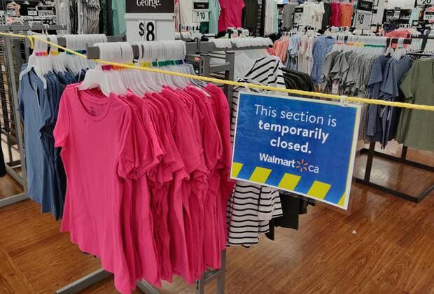 (210408) -- TORONTO, April 8, 2021 -- A section of non-essential items is seen closed in a store in Mississauga, Ontario, Canada, on April 8, 2021. As COVID-19 cases rise due to more transmissible variants spreading across Canada, populous provinces in the country are reinstating public health restrictions to stem the pandemic. Ontario province imposed a provincewide stay-at-home order that went into effect at 12:01 a.m. Thursday and lasts 28 days. (Photo by Xinhua) CANADA-ONTARIO-COVID-19-STAY-AT-HOME ORDER ZouxZheng 