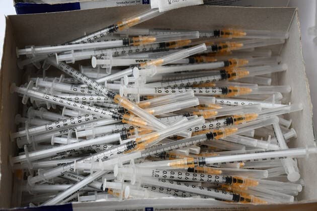 CROATIA COVID-19 mass vaccination Syringes are prepared to administer the Pfizer-BioNTech Comirnaty coronavirus disease (COVID-19) vaccine during a mass vaccination at Koprivnica sports hall in Koprivnica, Croatia on April 10, 2021. DamirxSpehar PIXSELL