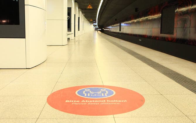 Empty S-Bahn station Reeperbahn after the beginning of the curfew at 21 oclock Altona Hamburg