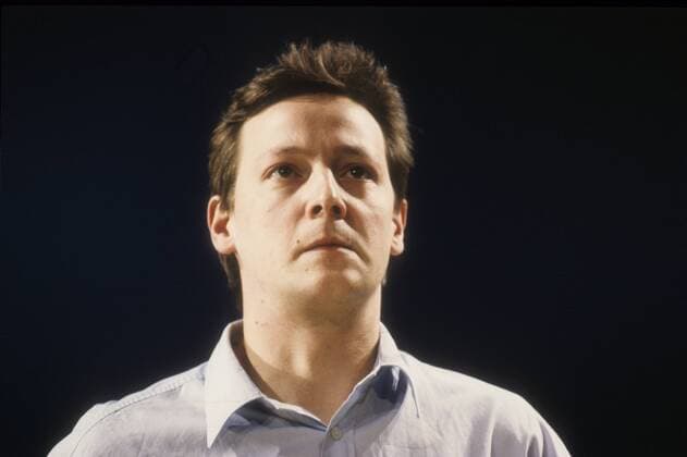 Matthias Brandt actor 02 91 ue Matthias Brandt in February 1991 in the play Golden Western by Sam Shepard Germany German German man acting film TV television theater drama true west stage scene german actor cross portrait neutral serious