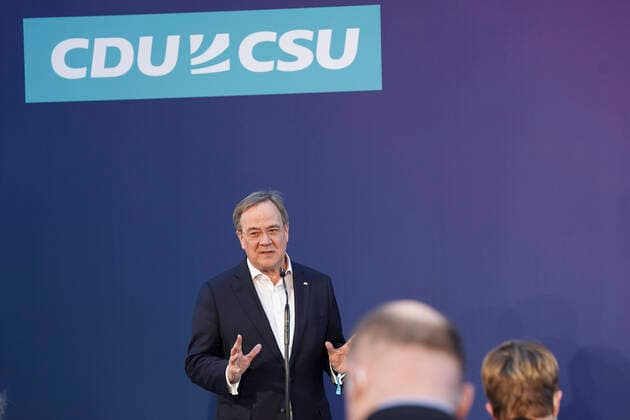 Press conference on the closed meeting of the executive committee of the CDU CSU Bundestag faction Current, 11 04 2021, Berlin, Armin Laschet MdL, State Premier of North Rhine-Westphalia, Chairman of the CDU in portrait at the press conference on the closed meeting of the executive committee of the CDU CSU in the Paul Loebe House in Berlin Berlin Germany
