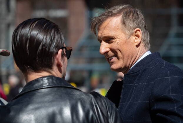 April 11, 2021, Vancouver, BC, Canada: People s Party Leader Maxime Bernier speaks with a supporter during an Open Up Canada rally and march held by people opposed to public health guidelines in place to curb the spread of COVID-19, in Vancouver, on Sunday, April 11, 2021. Vancouver Canada  - ZUMAc35_ 20210411_zaf_c35_065 Copyright: xDarrylxDyckx