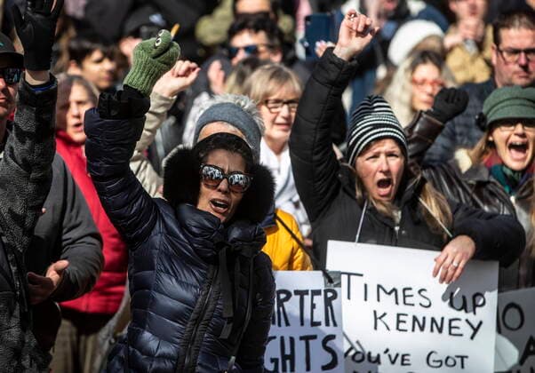 April 12, 2021, EDMONTON, ab, Canada: Anti-lockdown and anti-mask protesters take part in a rally outside the Alberta Legislature in Edmonton on Monday, April 12, 2021. EDMONTON Canada  - ZUMAc35_ 20210412_zaf_c35_038 Copyright: xJasonxFransonx