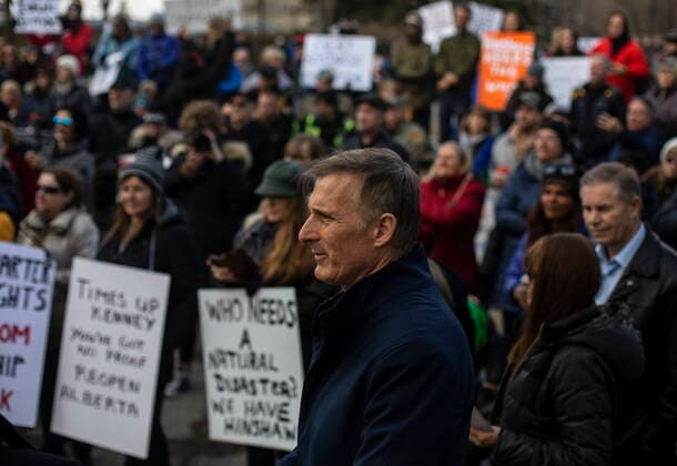 April 12, 2021, EDMONTON, ab, Canada: People s Party leader Max Bernier, takes part in an anti-lockdown and anti-mask protest at the Alberta Legislature in Edmonton on Monday April 12, 2021. EDMONTON Canada  - ZUMAc35_ 20210412_zaf_c35_045 Copyright: xJasonxFransonx