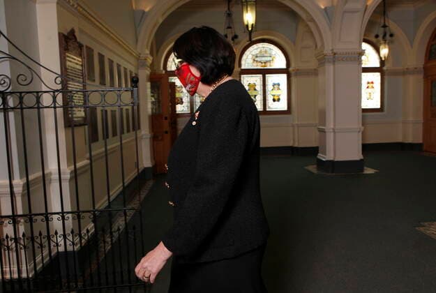 April 12, 2021, Victoria, BC, Canada: Lt.- Gov. Janet Austin arrives to the legislative chamber to the throne speech in at Legislature in Victoria, B.C., on Monday, April 12, 2021. Victoria Canada  - ZUMAc35_ 20210412_zaf_c35_075 Copyright: xChadxHipolitox